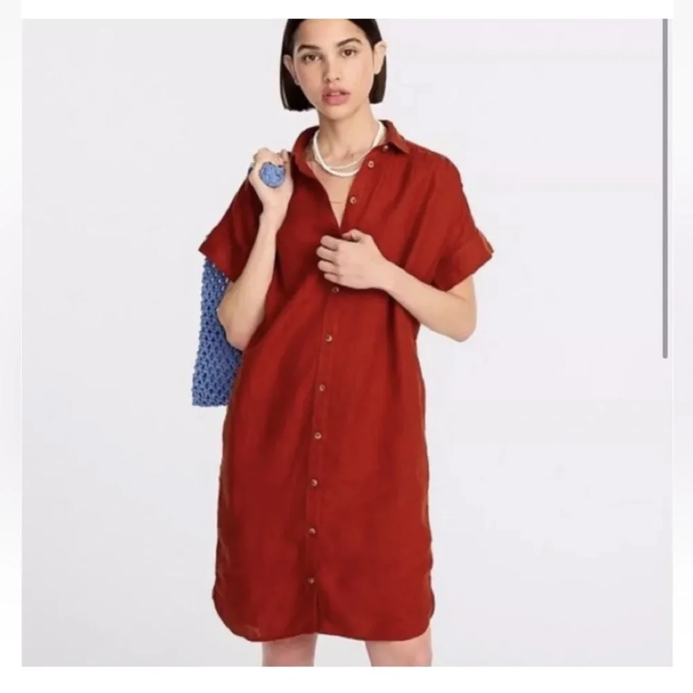 J.Crew ✨Relaxed Fit Linen Shirtdress ✨ 100% Linen ✨Flax ✨ Size Small - Picture 16 of 17